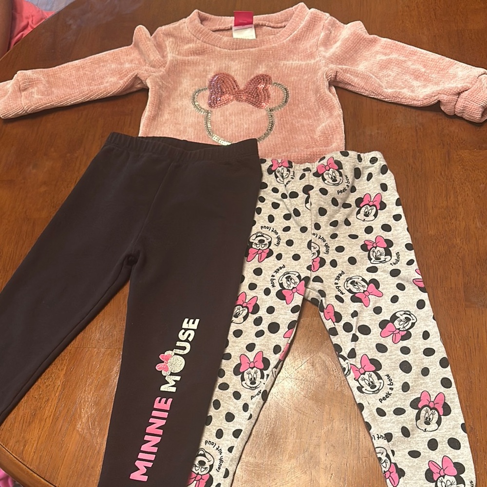 Disney Minnie Mouse Outfit - Pink Top and Leggings